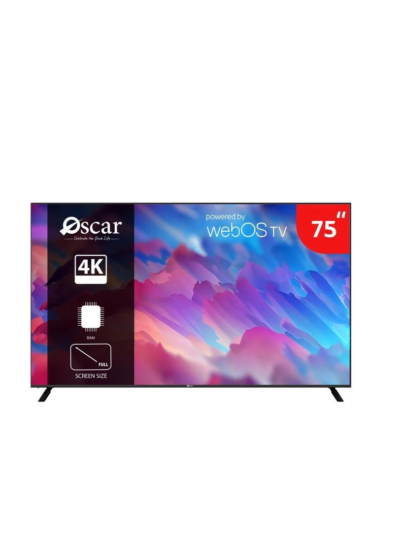 تلفزيون أوسكار QLED الذكي مقاس 75 بوصة مع نظام التشغيل WebOS 60 هرتز OS75QLEDW